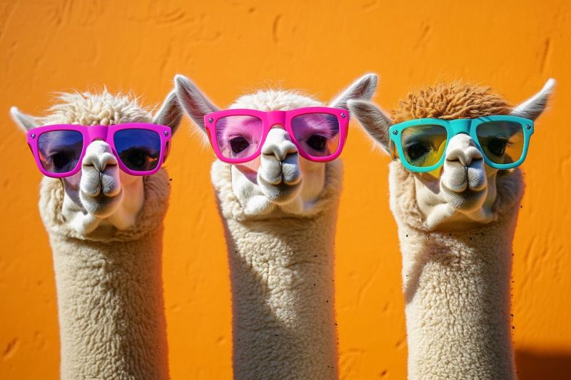 Stuffed llama toy colorful sunglasse pastel colored accessorie plush alpaca animals fashionable vintage wearing Stuffed llama toy colorful sunglasse pastel colored accessorie plush alpaca animals fashionable vintage wearing