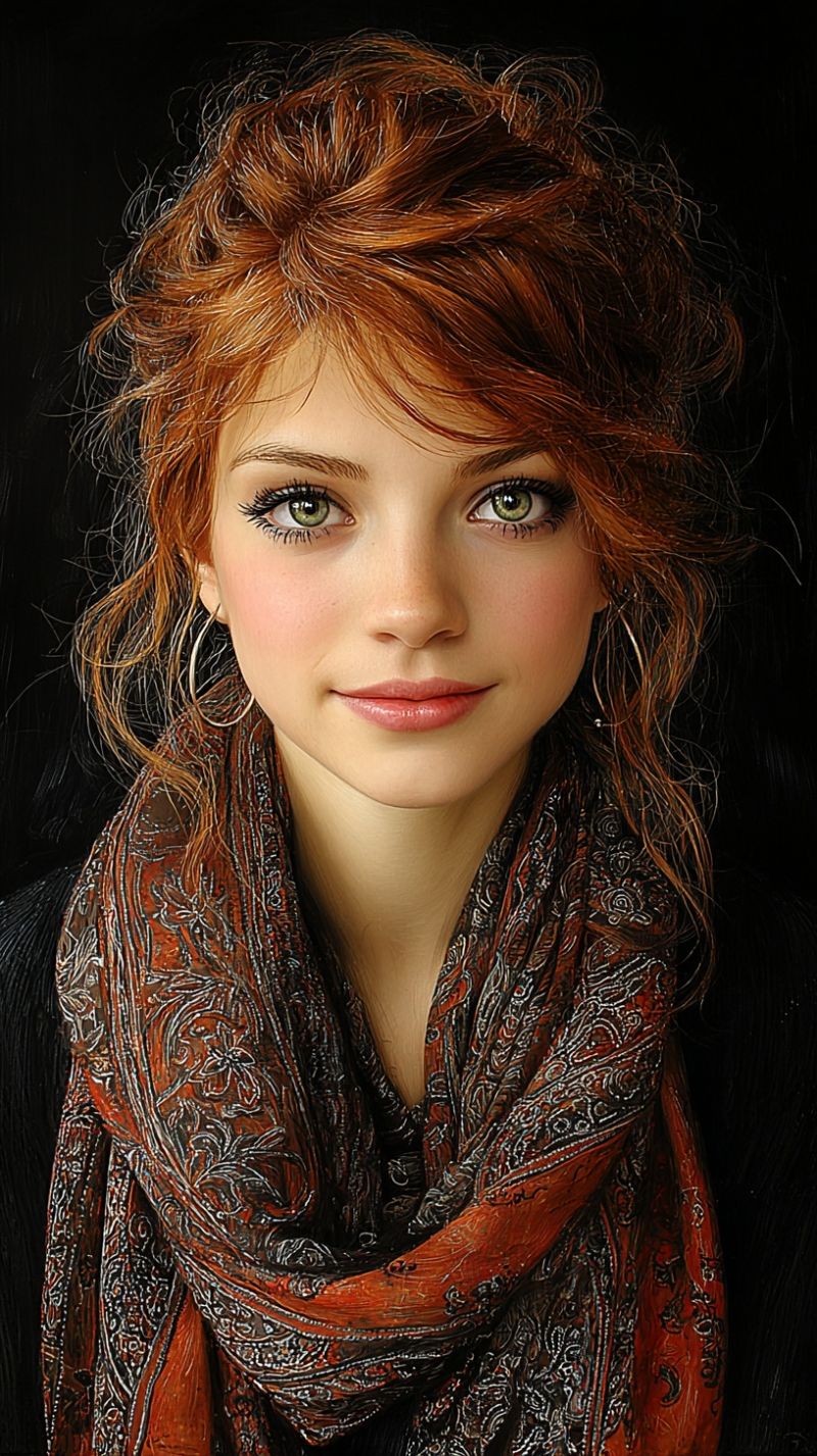 Femme echarpe boucles oreilles souriant beaute maquillage cils sourcils joues cou epaules eclairage rouge vert yeux Femme echarpe boucles oreilles souriant beaute maquillage cils sourcils joues cou epaules eclairage rouge vert yeux