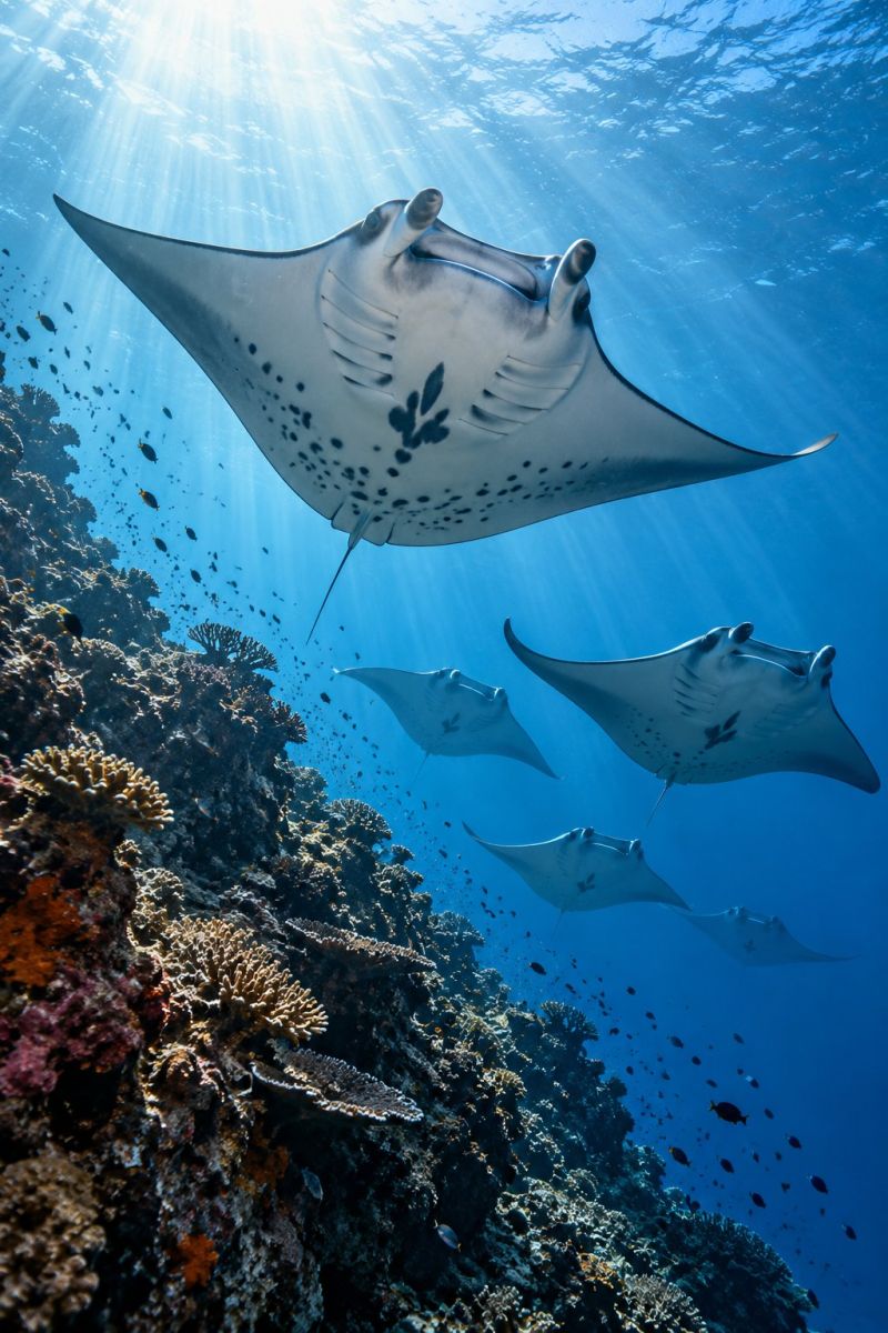 Raies mantas dessus recif corallien image accurate picture amazing demonstrating the mischiefs wild of human activities on la raies mantas dessus recif corallien