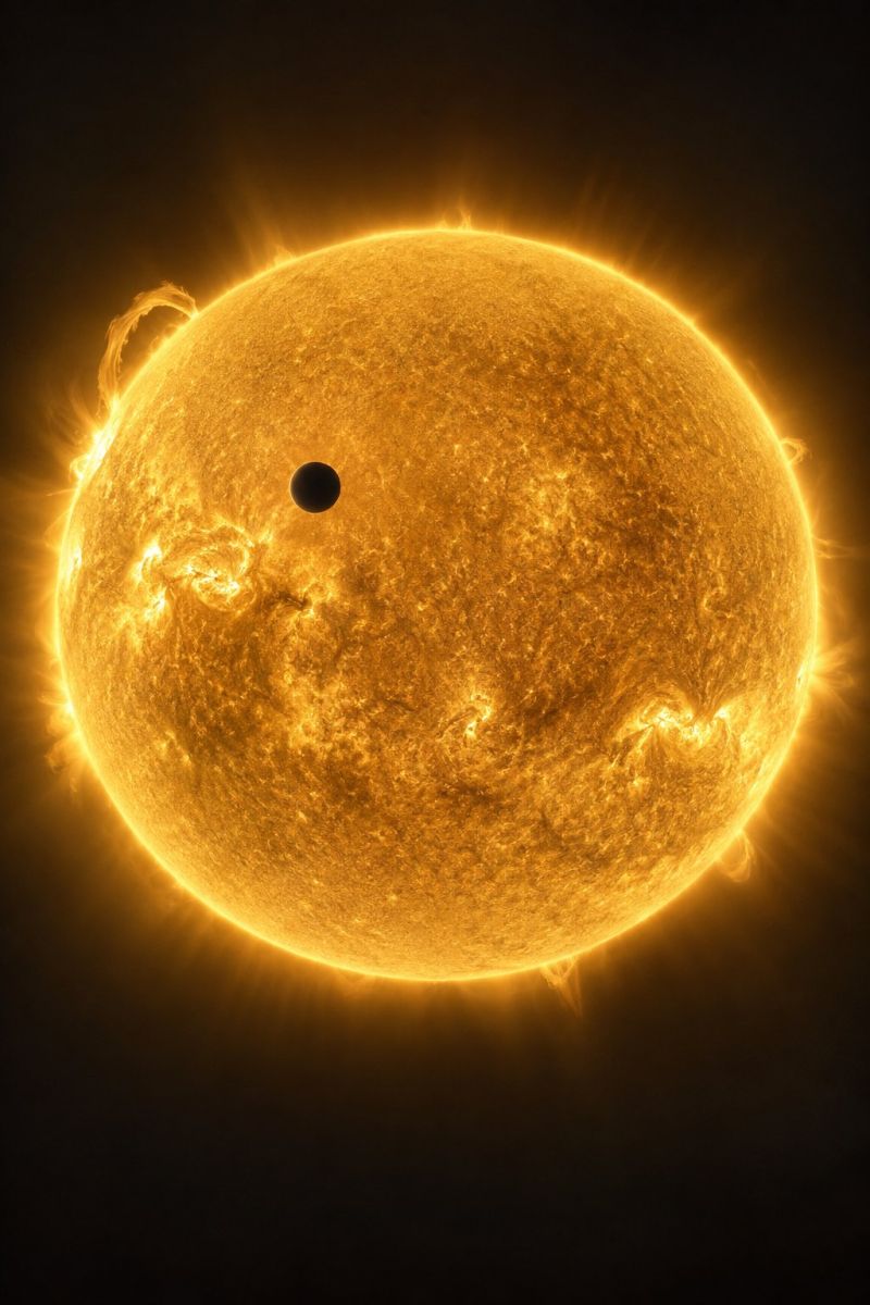 Sun solar eclipse astronomy space star dark night sky planet universe cosmos celestial astrophysics astrology outer large, bright, and glowing sun with a dark spot on its surface, likely a solar eclipse. The sun is surrounded by a dark, starry sky, and the sun's rays are shining brightly, illuminating the surrounding area. The sun's surface is covered with a thin layer of clouds, and the sun's rays are shining through the clouds, creating a beautiful and dramatic effect. The sun's surface is also covered with a thin layer of dust, which is illuminated by the sun's rays, creating a beautiful and dramatic effect.