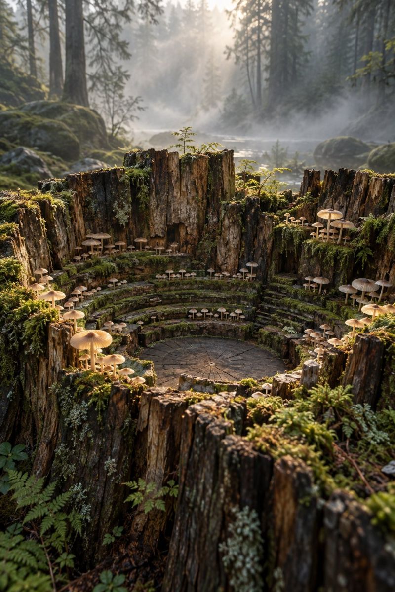 Amphitheatre champignons brume image picture accurate picture amazing demonstrating the mischiefs wild of human activities on la amphitheatre champignons brume