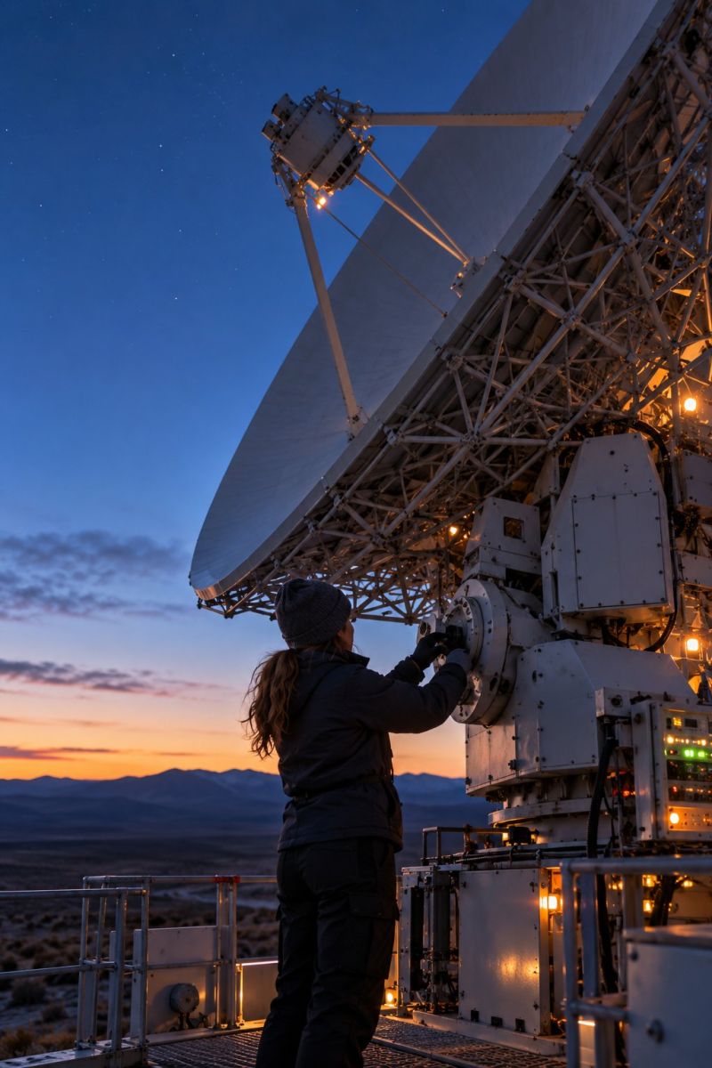 Astronome ajustant antenne radio crepuscule accurate picture amazing demonstrating the mischiefs wild of human activities on la astronome ajustant antenne radio crepuscule