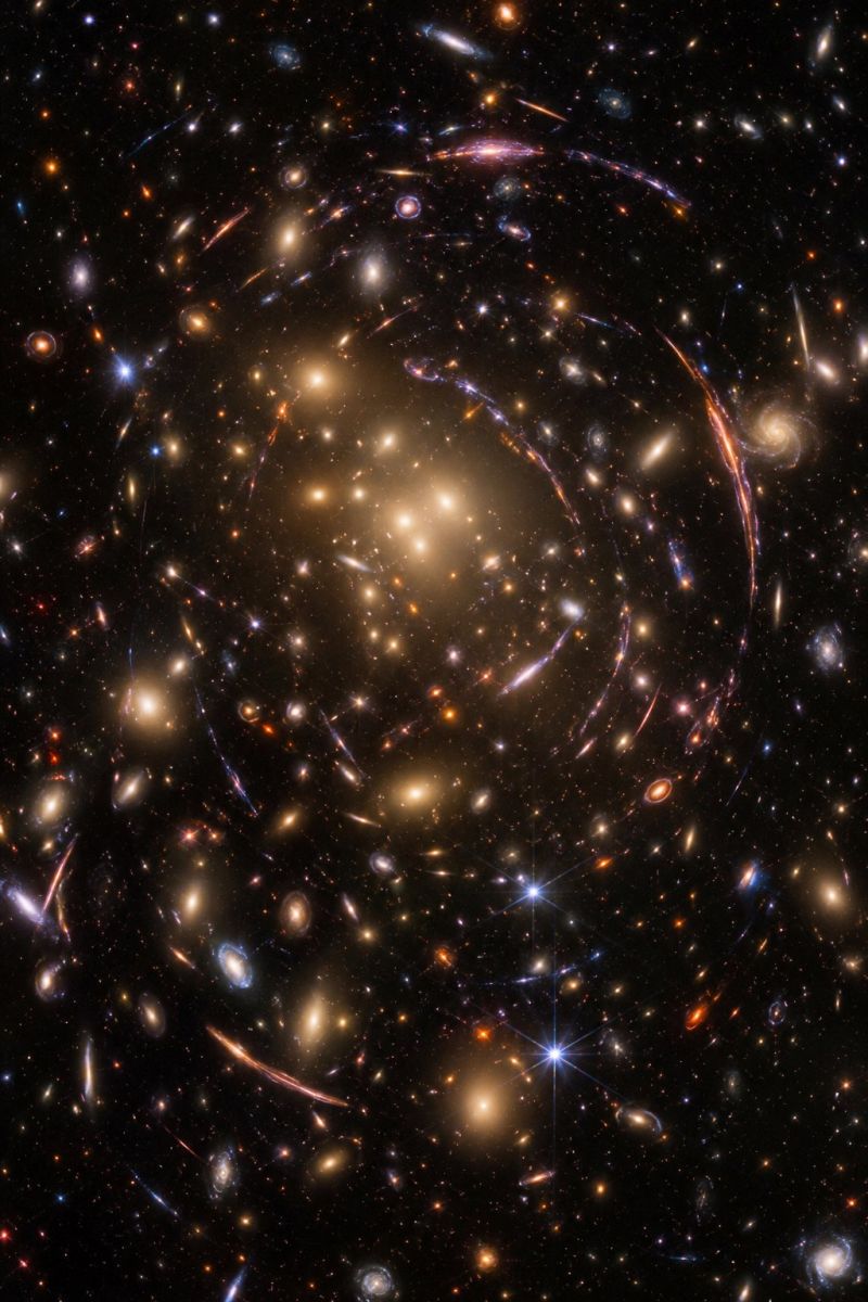 Galaxies space universe astronomy cosmology telescope starlight celestial cosmic astrophysics nebulae quasars supernovae night sky deep star clusters The image showcases a vast expanse of the universe filled with numerous galaxies. These galaxies come in various shapes and sizes, with some appearing as spirals, others as ellipticals, and some as irregular forms. The galaxies are scattered throughout the image, with some appearing brighter and more defined, while others are fainter and less distinct. The background is dark, emphasizing the galaxies' light. Some galaxies have visible spiral arms, while others have a more diffuse appearance. The image captures the intricate and diverse nature of the universe, with galaxies interacting and influencing each other through gravitational forces.