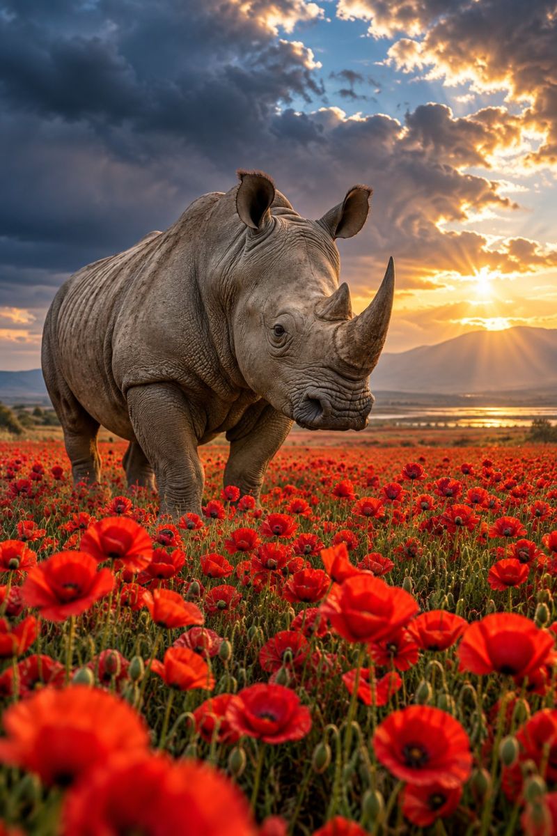 Rhinoceros blanc parmi coquelicots image accurate picture amazing demonstrating the mischiefs wild of human activities on la rhinoceros blanc parmi coquelicots