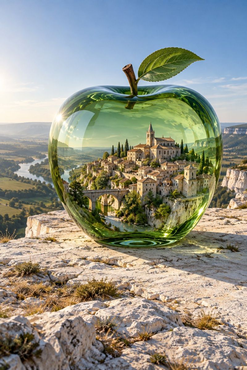 Pomme verre village miniature image picture accurate picture amazing demonstrating the mischiefs wild of human activities on la pomme verre village miniature