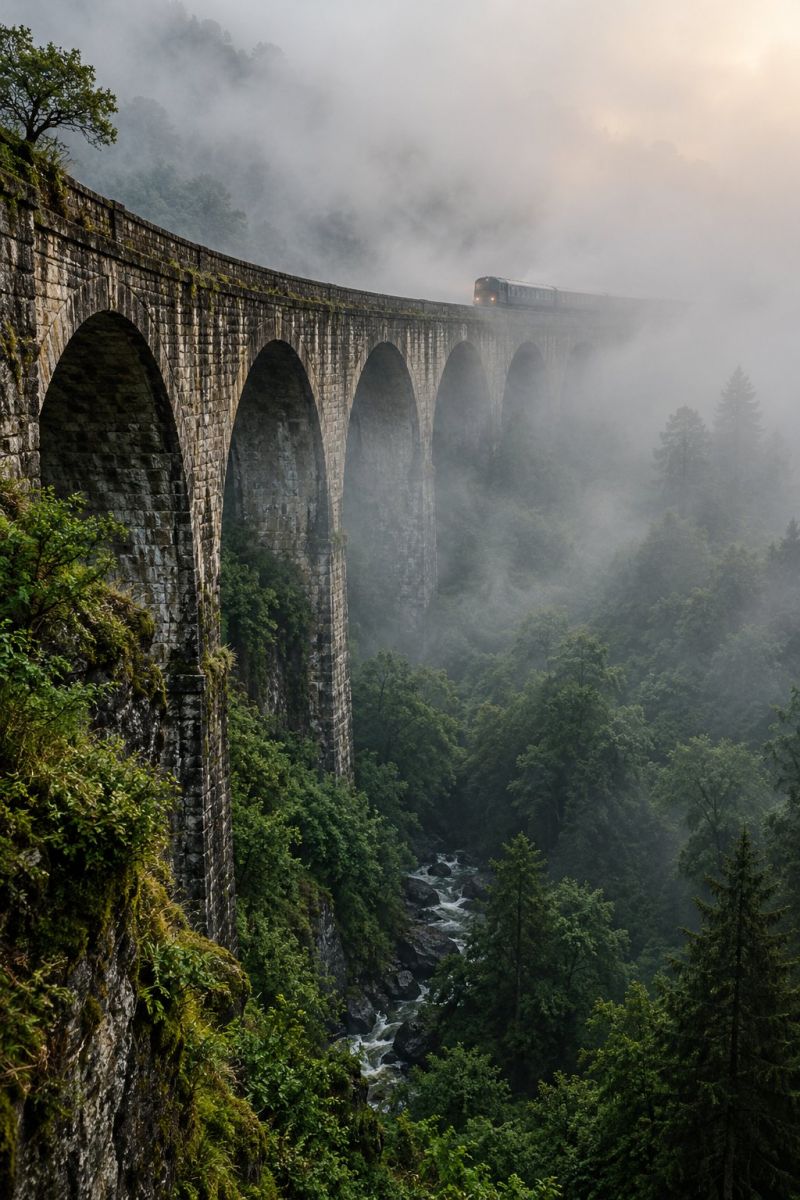 Viaduc brumeux train lointain image picture accurate picture amazing demonstrating the mischiefs wild of human activities on la viaduc brumeux train lointain