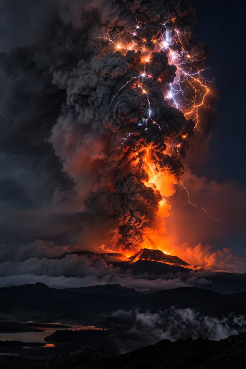 Eclairs volcaniques nuit image picture photograph accurate picture amazing demonstrating the mischiefs wild of human activities on la eclairs volcaniques nuit