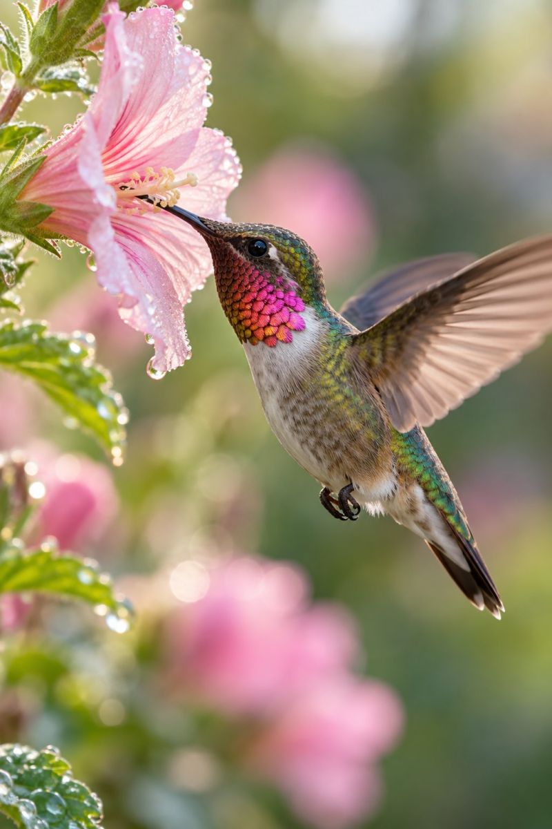 Colibri irise fleur rose image picture photograph accurate picture amazing demonstrating the mischiefs wild of human activities on la colibri irise fleur rose