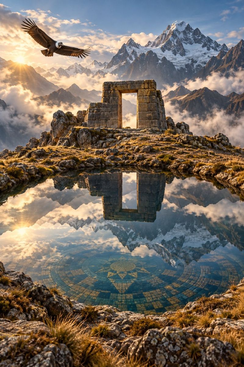 Porte inca lac miroir image photographie magnifique prise précise montrant les méfaits sauvage des activités humaines sur la biodiversité sur la porte inca lac miroir