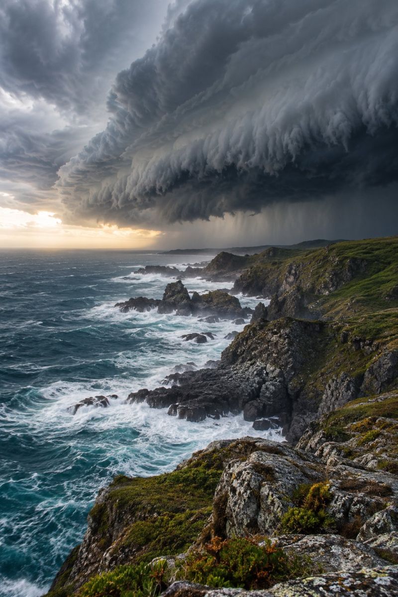 Nuage rouleau cap sauvage image photographie magnifique prise précise montrant les méfaits sauvage des activités humaines sur la biodiversité sur la nuage rouleau cap sauvage