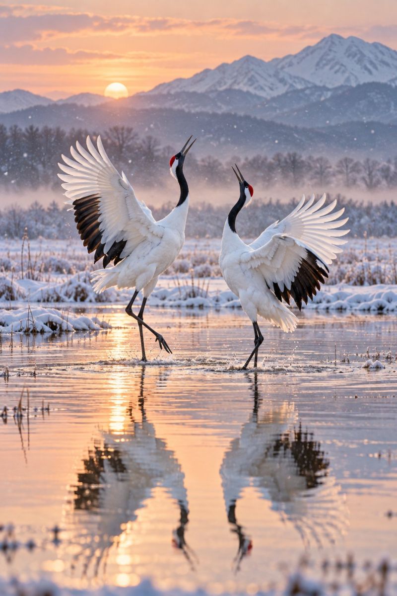 Danse grues aube enneigee image picture accurate picture amazing demonstrating the mischiefs wild of human activities on la danse des grues l aube enneigee