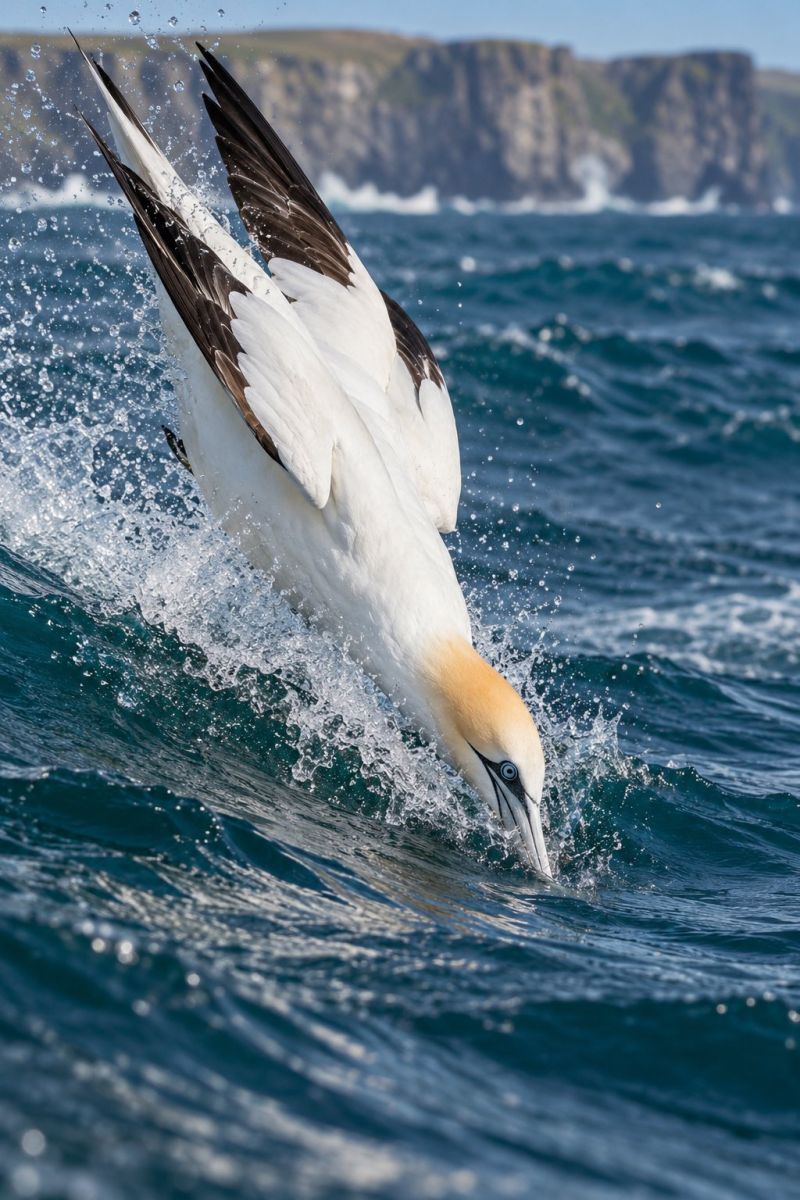Plongeon fou bassan image picture photograph accurate picture amazing demonstrating the mischiefs wild of human activities on la plongeon fou bassan