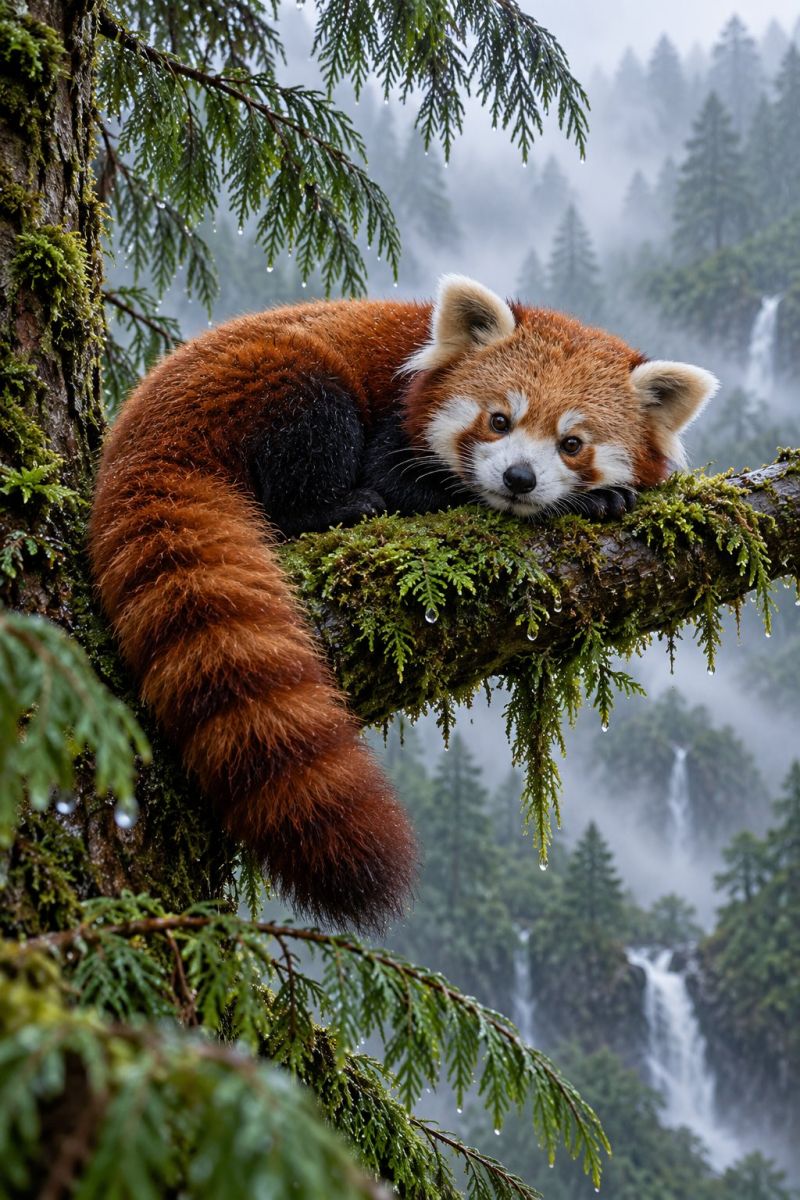 Panda roux brume image picture photograph accurate picture amazing demonstrating the mischiefs wild of human activities on la panda roux brume