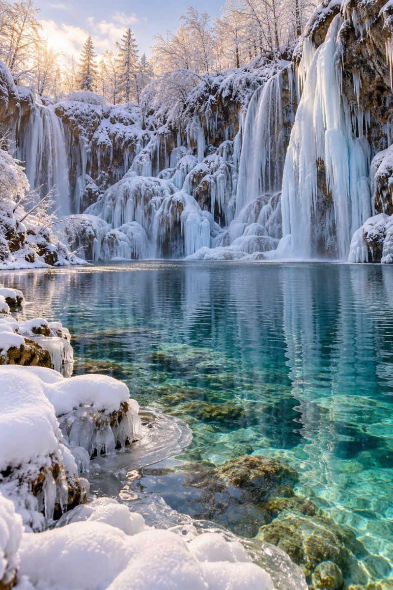 Crique hivernale plitvice cascades glace accurate picture amazing demonstrating the mischiefs wild of human activities on la crique hivernale plitvice cascades glace
