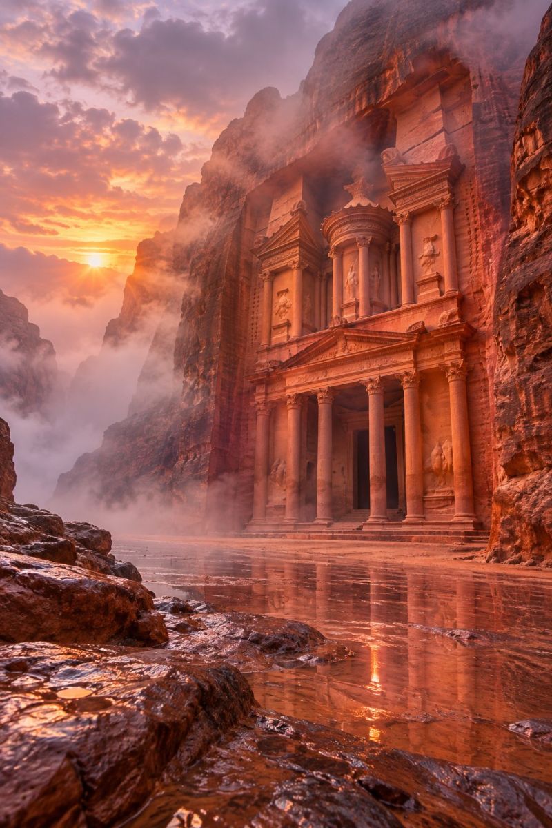 Petra rose brume aube image picture photograph accurate picture amazing demonstrating the mischiefs wild of human activities on la petra rose brume l aube