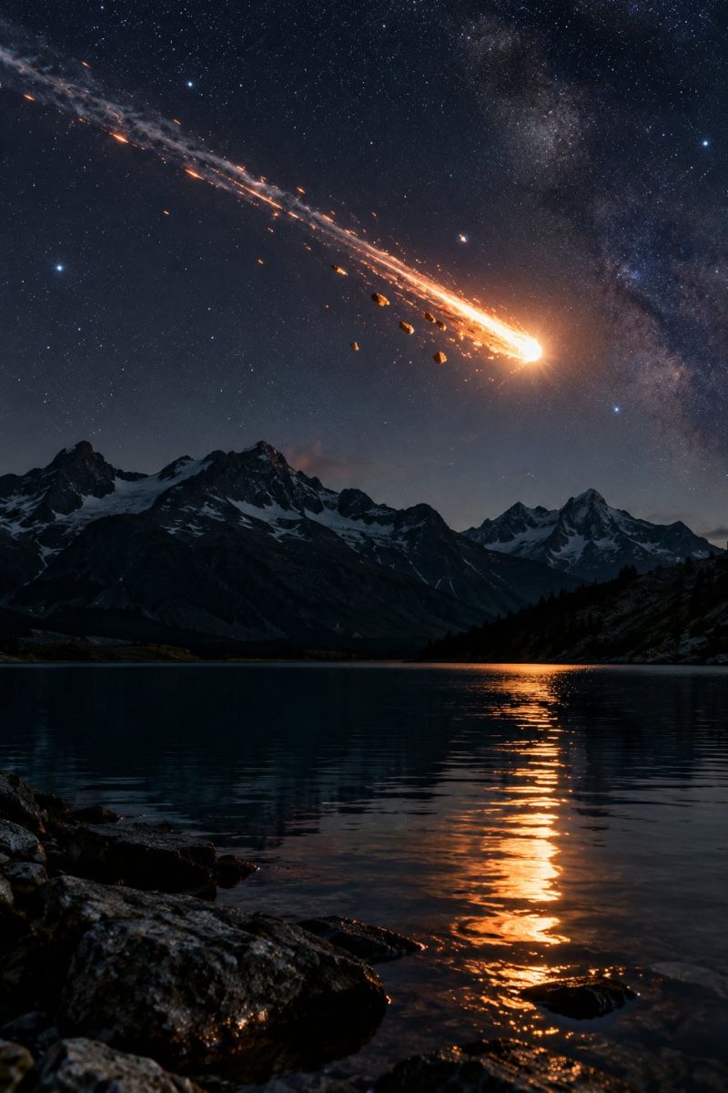 Eclat meteorique dessus lac alpin image magnifique prise précise montrant les méfaits sauvage des activités humaines sur la biodiversité sur la eclat meteorique dessus d lac alpin